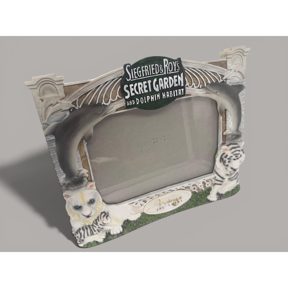 Siegfried and Roy's Secret Garden 3D Photo Frame - White Tiger and Dolphin Resin